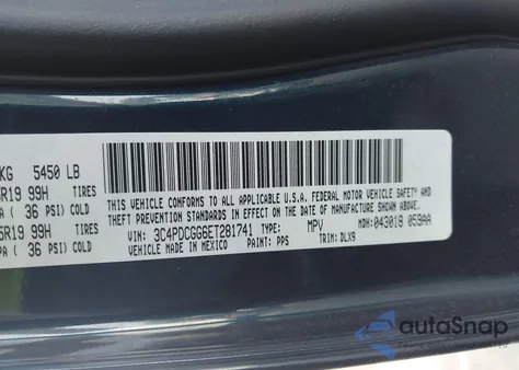 2014 Dodge Journey Crossroad z USA, uszkodzony, nr VIN 3C4PDCGG6ET281741